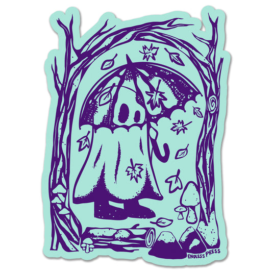 Umbrella Ghost Sticker